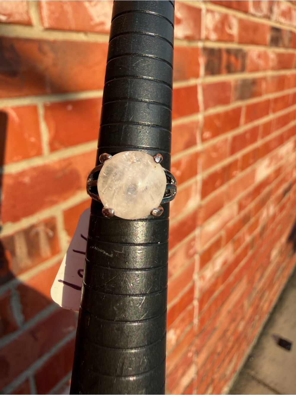 Round Clear Quartz Statement Ring - Silver Tone